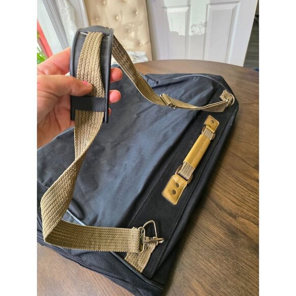 Verdi Tweed & Leather Folding 2-Suiter Garment Bag with Shoulder Strap - Picture 11 of 13